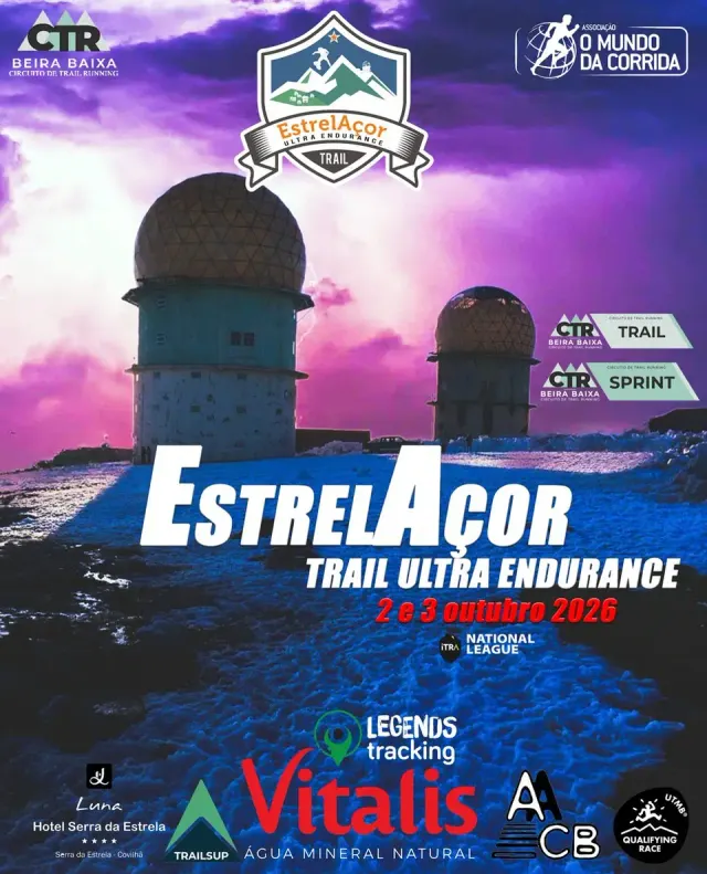 Cartaz de Estrelaçor Ultra Endurance 2026 — Penhas da Saúde, em frente ao Hotel Luna Serra da Estrela, Covilhã, Castelo Branco